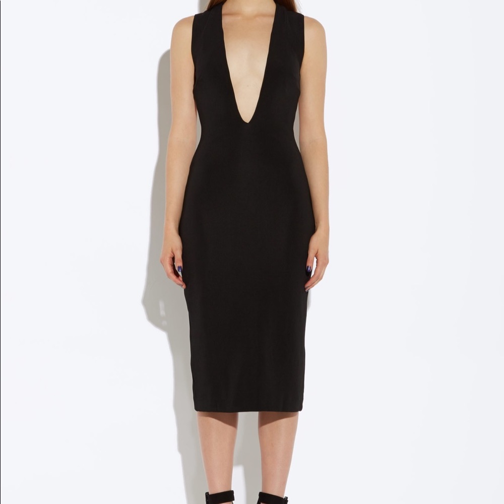 Deep Plunge Black Dress